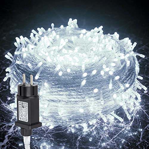 Sonnewelt LED Lichterkette,10M 100 LEDs,Kaltweiß Wasserdicht Lichterketten,Strombetrieben mit Stecker,8 Modi,Speicherfunktion,Außen und Innen Dekoration