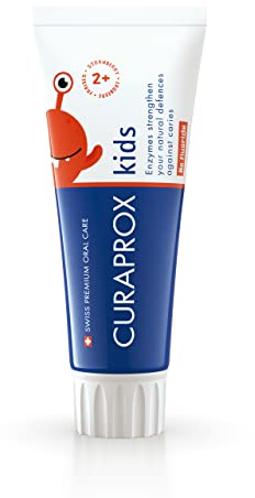 Curaprox Kinderzahnpasta – Fluoridfrei Für Kleinkinder | Erdbeergeschmack | Sanfter Schutz Ab Dem Ersten Zahn | 60 Ml