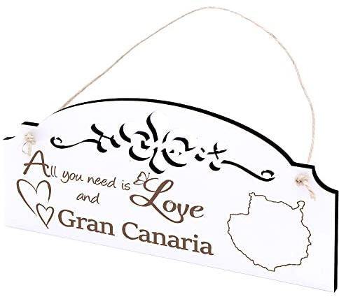 Schild Insel Gran Canaria Deko 20x10cm - All you need is Love and Gran Canaria - Holz Wanddeko Dekoration Wand
