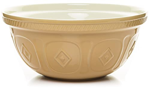 STEELEX Cane Mixing Bowl Traditional Vintage Porcelain Ceramic Stoneware Mixing Bowl Deep for Baking Cooking Food Preparation Whisking Kneading Kitchen Heavy-Duty (12 Inch (30cm))