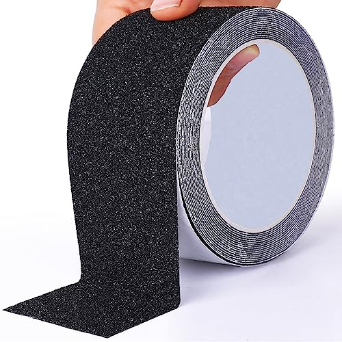 OQingluan Antirutsch Klebeband, 10m*5cm Antirutsch Treppenstufen, Anti-Rutsch-Band Selbstklebend, für Drinnen/Draußen, Schützen Sie die Sicherheit von Älteren Menschen, Haustieren & Kindern, Schwarz