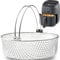 Your's Bath 21CM Air Fryer Mesh Basket Air Fryer Basket With Handle 304 Stainless Steel Steamer Basket for Air Fryer Metal Air Fry Crisper Basket Air Fryer Accessory (Air Fryer Mesh Basket)