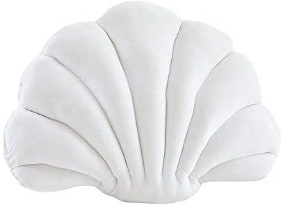 Fenteer Muschel-Kissen für Ozean-Themen-Heimdekoration, Weicher Überwurf-Ornament, Multifunktional, Weiß