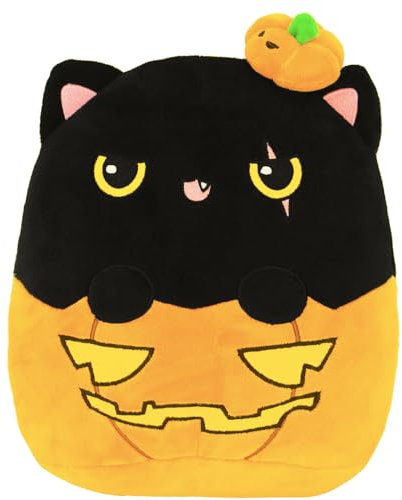 POPOYU Halloween Plush Pumpkin Black Cat Plush Pillow,23cm Cute Soft Stuffed Pumpkin Cat Doll Halloween Plushies,Cute HalloweenDoll Decor,Halloween.Decoraions for Pillow Gifts Sofa Bed Pillows