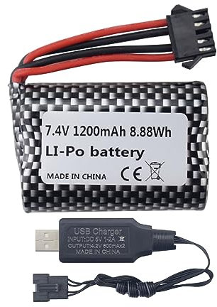 ZYGY 7.4V 1200mah Batterie Li-ION avec câble de Chargement USB pour R206 R208 R308 TX122 TX123 H106 2008 V003 Batteries pour Bateaux RC avec fiches SM-5P