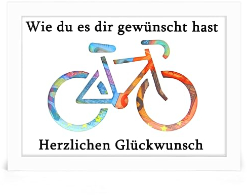 Frexpor Geldgeschenk Fahrrad für Männer und Frauen, originell Geburtstag Geschenke Verpackung, Coole Geldgeschenke Bilderrahmen für Freunde, Familie, Liebhaber usw, DIN A5 (Weiß)