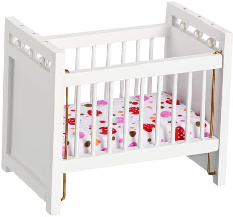 Toyvian Puppenhaus Babybett 2 STK Puppenhaus Krippe Wiege Dekoration Mini Hausbett Mini Krippe Spielzeug Minibett Für Puppen Miniatur Krippe Aus Bett Puppenhaus Möbel Baby MDF Weiß