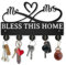 MAYJOYDIY Mr Mrs Key Holder Wall Mount 30×18.6cm Bless This Home Heart Wooden Key Hanger Family Key Hooks Rack 5 Alloy Hooks Heart Art Decor Gift for Entryway Front Door Hallway
