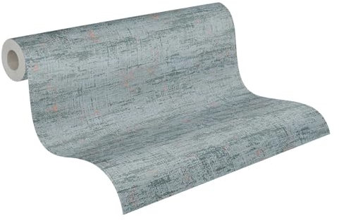 Livingwalls Tapete 396571 Industrial mit Struktur in Grün, Grau, Blau - hochwertige Design Tapete mit Metalliceffekt in Rosé für verschiedene Räume - 10,05m x 0,53m - Made in Germany