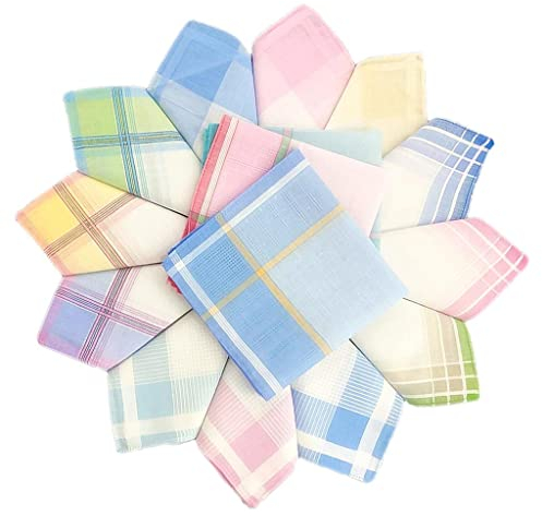 harayaa 12 Stk. Herren Taschentücher Klassisches Muster Einstecktuch Stofftaschentücher aus Baumwolle, Weiche Herrentaschentücher 30x30cm
