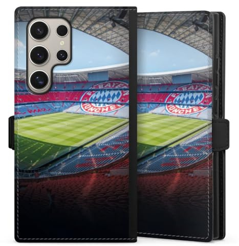 Klapphülle kompatibel mit Samsung Galaxy S 24 Ultra Handyhülle aus Kunst Leder schwarz Flip Case FC Bayern München FCB Stadion