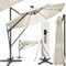 tillvex® Premium Alu Sonnenschirm LED Solar 330 cm + Abdeckung & Windsicherung | Ampelschirm 6-Fach Verstellbar mit Kurbel | Gartenschirm 360° Drehbar Neigbar Kippbar | Kurbelschirm UV50+ wasserdicht