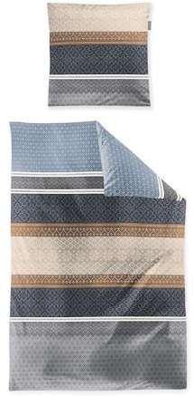 Irisette Feinbiber Bettwäsche Panda 8543 blau 1 Bettbezug 135 x 200 cm + 1 Kissenbezug 80 x 80 cm