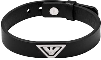 Emporio Armani EGS3128040 Men's Bracelet in Black Leather with Central Logo
