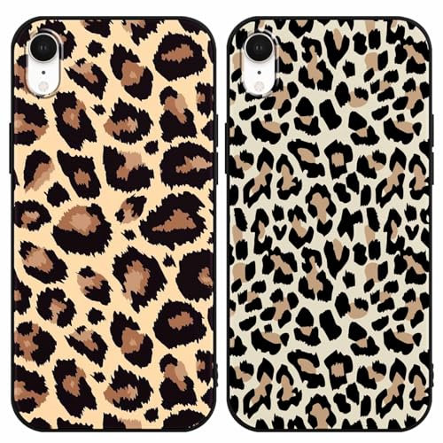 Yoedge 2 Stück HandyHülle für iPhone XR Hülle 6,1, Schutzhülle für iPhone XR Case 3D Buntes Leopard Muster Design Aesthetic Mädchen Junge Geschenk Weich TPU Silikon Stoßfest Cover