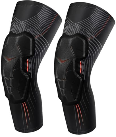 Hotfiary 2 Pack Basketball Knee Pads for Youth Adults, Compression Knee Brace with Collision Avoidance 10mm Thickness EVA Foam Pads, Knee Leg Sleeves for Volleyball Football Weightlifting Wrestling