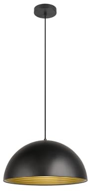 SLV FORCHINI 40 Pendelleuchte, Ø40 cm, E27, schwarz/gold, ohne Leuchtmittel, Stahl Korpus – ideal für Esszimmer, Küche, Gastronomie & Interior Design – warmes Licht durch goldene Reflektorfläche.