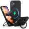 PuyaTeya Liquid Silicone Hülle für iPhone 11 mit Magnetisch Ring Ständer, Upgraded Kameraschutz Mil-Grade Drop Shockproof Anti-Scratch Microfiber Lining Silikon hülle(Schwarz)