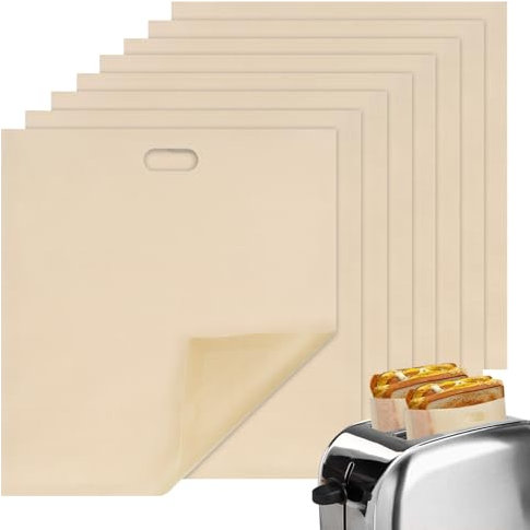 8 Pcs A5 Large Toaster Bags, Ancable Non-Stick & BPA-Free Reusable Toastie Bags for Grilled Cheese, Pizza & Panini