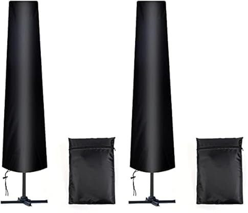 AiQInu Housse Parasol Droit Ø 300 cm, 210D Oxford Housse de Protection pour Parasol avec Sac de Rangement, Résistant aux Intempéries, aux UV, à la Neige (Lot de 2)