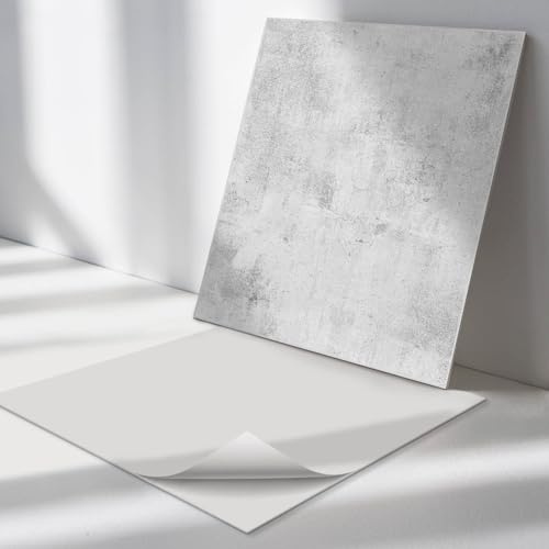Vinyl Paneel Quadratisch 50x50 cm 4 Stück für Küche, Badezimmer und Büro Vinylplatten Selbstklebend Wand und Boden Bodenbelag Wandpaneele Spritzschutz - Rohbetonstruktur