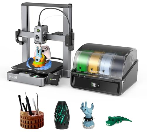 Creality Hi Combo 3D-Drucker mit intelligentem CFS, Mehrfarben 3D Druck, 500mm/s & 12.000mm/s² Druckgeschwindigkeit, Auto-Leveling, mit Kamera & Filamentsensor, 260×260×300 mm
