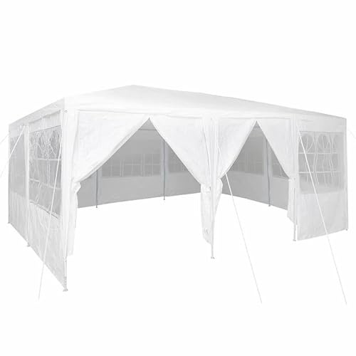 Partyszelt 6x4 m mit 10 Seitenwänden – Weißes PE-Festzelt für Garten, Fest & Outdoor | Robust, wetterfest & einfach aufzubauen | Ideal für Events & Camping