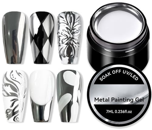 Nagellack für Metall – Gel für Nägel glänzend mit Inhalt von 7 ml | reflektierender 3D-Effektlack mit -Effekt, professioneller Maniküre-Nagellack, schnelltrocknend, fein
