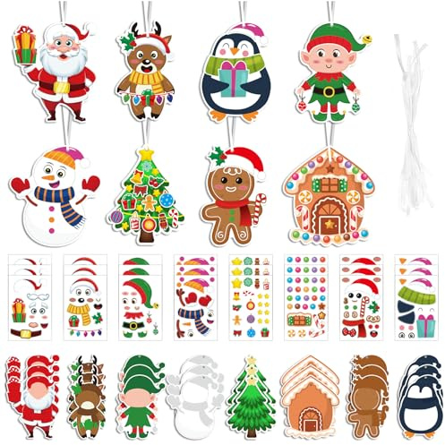 BIBITI 24 Stück Basteln Kinder Weihnachten,Bastelset Weihnachten 3-8 Jahre Winter Weihnachtsdeko Bastelsets für Kinder Diy Crafts Kreatives Geschenke Set,Weihnachtsgeschenke für Mädchen Junge Kindern