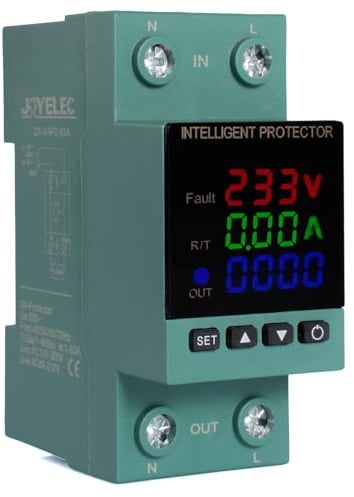 JOYELEC LCD Digitale 220V Schienen Stromzähler Hutschiene KWh Zähler 10(60) A 1-phasiger Wechselstromzähler 2-poliger，mit Über- und Unterspannungsschutzfunktion