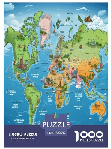 Europe Political Map Jigsaw Puzzles for Adults Fun 1000 Piece Geography Education Game Intellectual Game Decoration Stress Relief Toy Relaxation And Intelligence 38x26cm/1000pcs