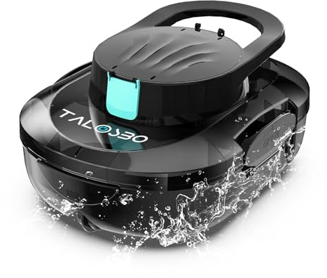 TALOSBO Pleco S1 Robot Piscina, Doble Motor Limpiafondos Piscina Sin Cable, 80 Min de Limpieza, Carga en 2.5h, Autoaparcable, para Piscinas de Fondo Plano