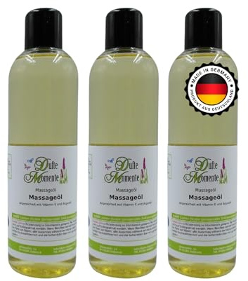 Dufte Momente Massageöl Set – 3 × 250 ml – freie Duftwahl – Pflanzenölbasis – natürliche Pflege & geschmeidige Gleitfähigkeit – Wellness & Massage – Made in Germany