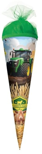 ROTH Schultüte klein 35 cm Traktor Power – runde Zuckertüte zur Einschulung für Jungen, kleines Schulanfang Geschenk