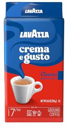 Lavazza: Crema e Gusto - Gusto Classico Package of 4 X 250 g - Ground Coffee, Italian Espresso, 8.8-Ounce Brick (Multi-Pack) [ Italian Import ]