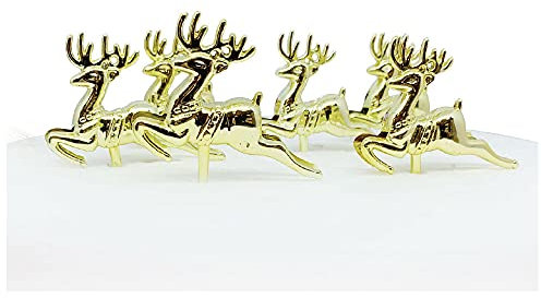 Anniversary House 6pcs Reindeer Plastic Cake Topper Picks GoldChristmas Cake Decorations, Christmas Cake Toppers, Yule Log Decorations, Traditional Non-Edible Decorations, BX019 UK