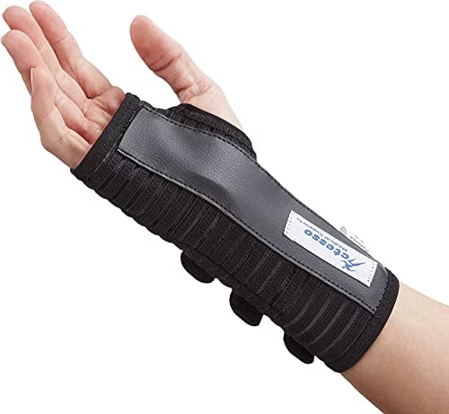 Actesso Atmungsaktive Handgelenkschiene Handgelenkstütze - Entlastung für Karpaltunnelsyndrom, Verstauchungen, RSI und Sehnenscheidenentzündung (Schwarz, S, Links)