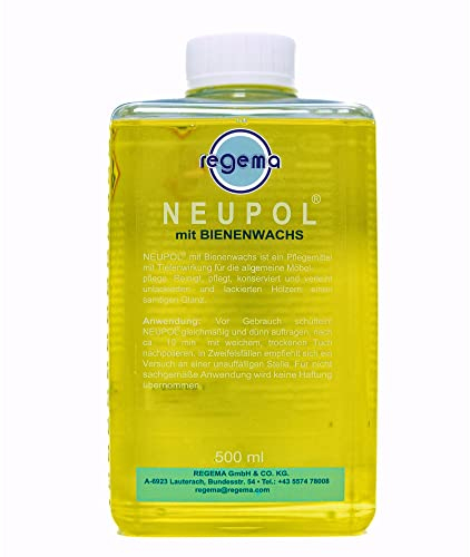 Neupol Bienenwachs Holzöl [500ml] Holzöl farblos, Pflegeöl für Holzmöbel, Echtholz, Furnier, Möbelpolitur Holz, Möbelpflege Holz