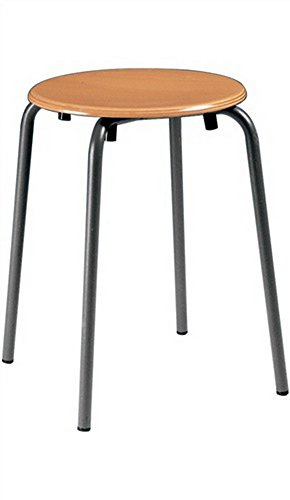 Stapelhocker Sitzhöhe 500mm Sitz-D.300mm Rdrohr an thrazit Buche Natur Lack.BIMOS