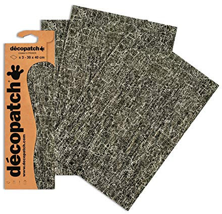 Clairefontaine C469O Decopatch Papier, 3er Pack Schwarz-Weiß mit Craquelé Effekt