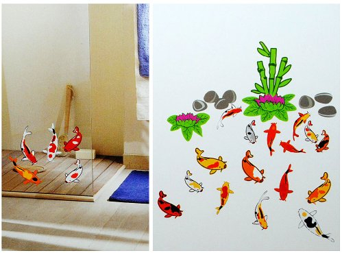 alles-meine.de GmbH 42 TLG. Set XL Wandsticker Fische Koi - Wandtattoo Fisch Karpfen Tier Wasser Aufkleber Wandaufkleber - selbstklebend für Wohnzimmer und Kinderzimmer Deko Stic..