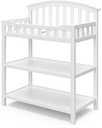 Graco Changing Table with Water-Resistant Changing Pad (White) – GREENGUARD Gold Certified, Multi Storage Nursery Changing Table for Infants and Babies