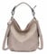 OBC Damen Tasche Shopper Hobo-Bag Leder Optik Schultertasche Umhängetasche Handtasche Crossover CrossBag Damentasche Reisetasche Beuteltasche Taupe