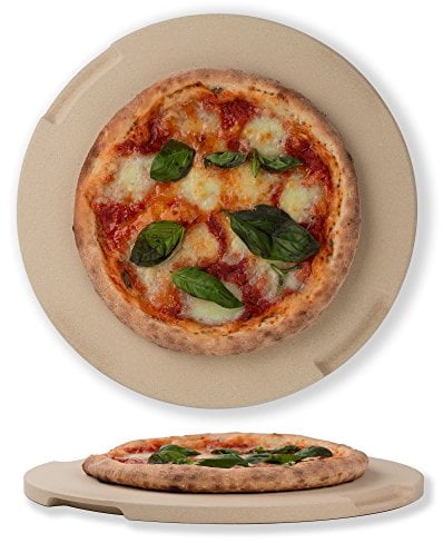 ROCKSHEAT Pietra per pizza da forno 32 cm Pietra rotonda per forno e grill Innovativo design a doppia faccia con 4 manici…