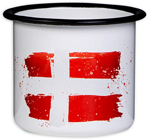 MUGSY Emaille Tasse, Dänemark Flagge, 300ml, Camping & Outdoor, bruchfest & leicht