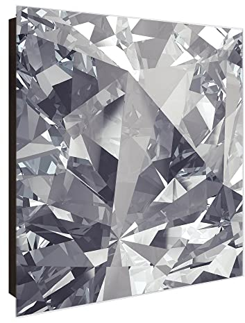 banjado® Großer Schlüsselkasten Glas/Schlüsselbox 30cm x 30cm mit 50 Haken - Motiv Facetten Monochrome/Schlüsselkasten modern für Schlüsselaufbewahrung mit beschreibbarer, magnetischer Glastür