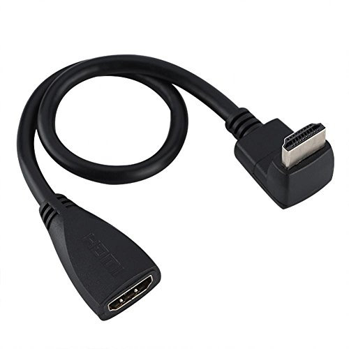 Zerone - Cavo di prolunga HDMI a 90/270 gradi e femmina ad alta velocità, supporta video 3D, Full HD e 1080p, colore: nero, 0,3 m