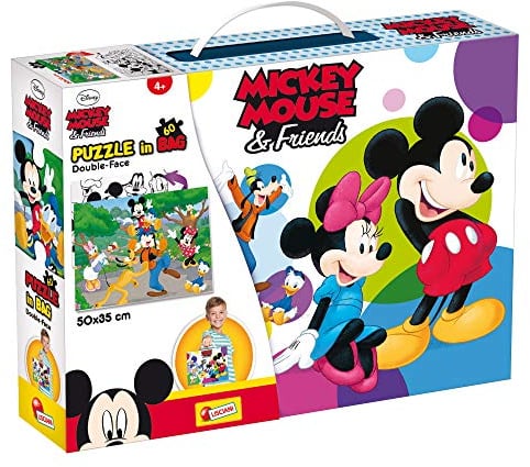 Liscianigiochi 73894 Mickey & Friends Mouse Puzzle + Tragetasche 60 Stuck Maus, Mehrfarbig