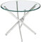 KITKAY Mesa de Comedor Redonda Cristal y Pata Cruzada Cromada de 110 cm.