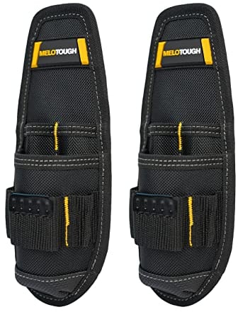 MELOTOUGH Small Tool Holder, Min Work Organizer Tool Pouch and Knife Holder with Snap Clip 2 Pack Black & Yellow